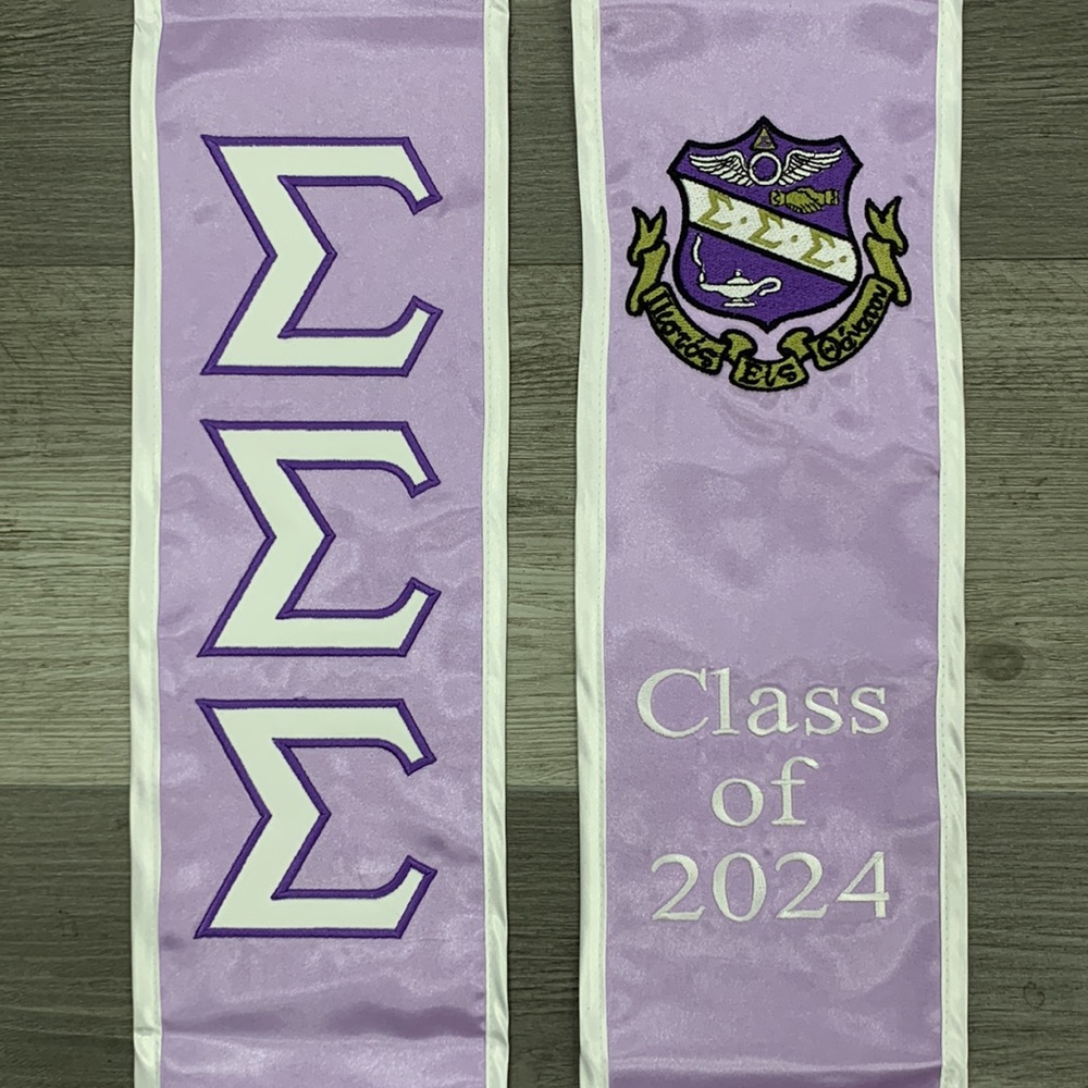 Sigma Sigma Sigma class of 2025 Graduation stole sash